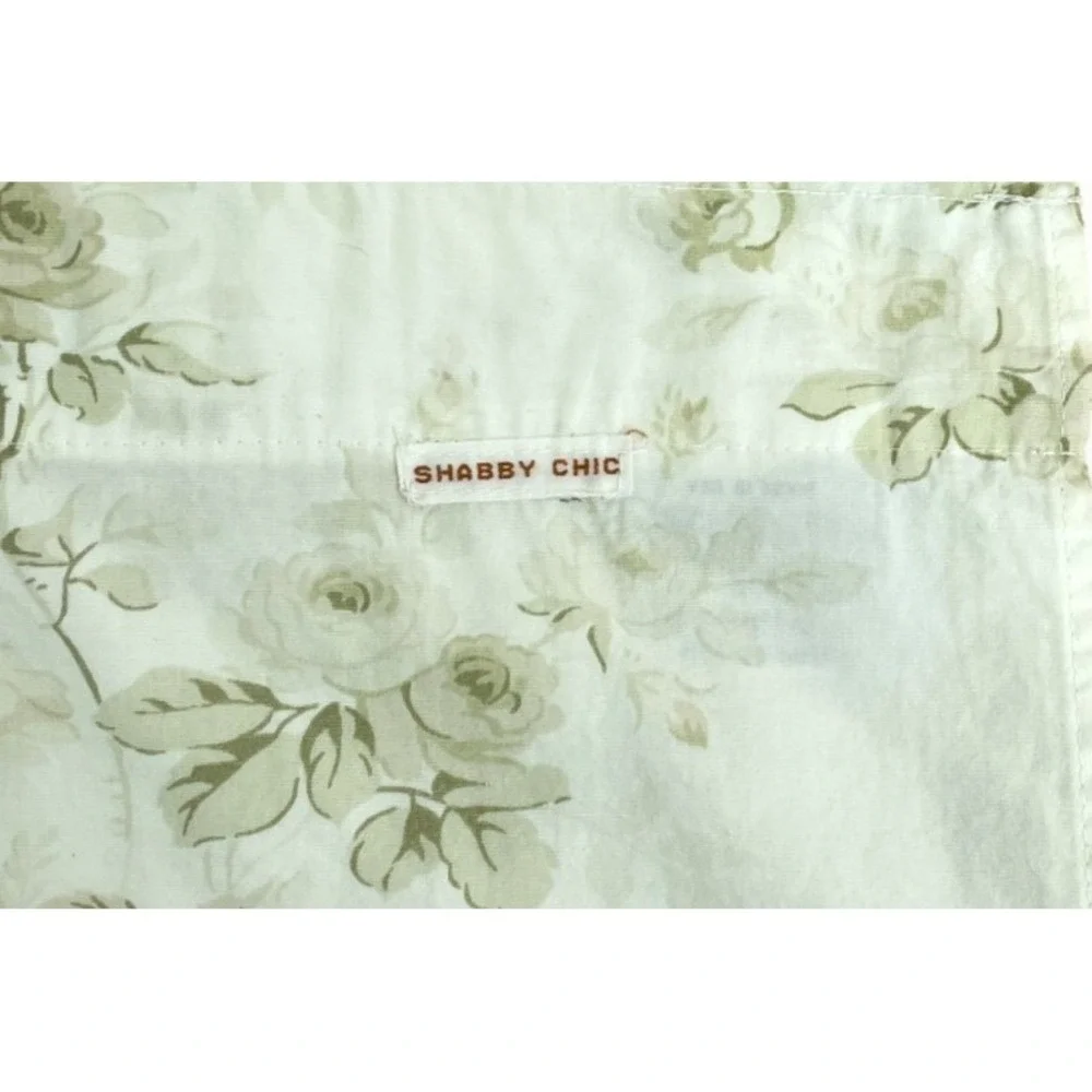 Rachel Ashwell Shabby Chic Couture Valance Silver Roses on Sage White 108x15